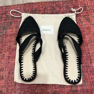 Emerson Fry Raffia Woven Slides NWOT